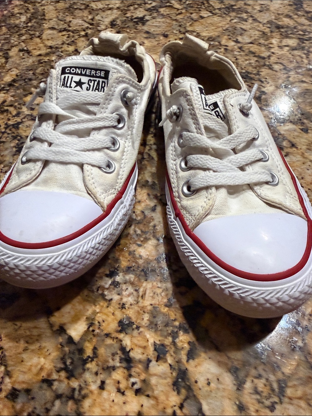 Converse Kids White Canvas Sneakers with Red Trim